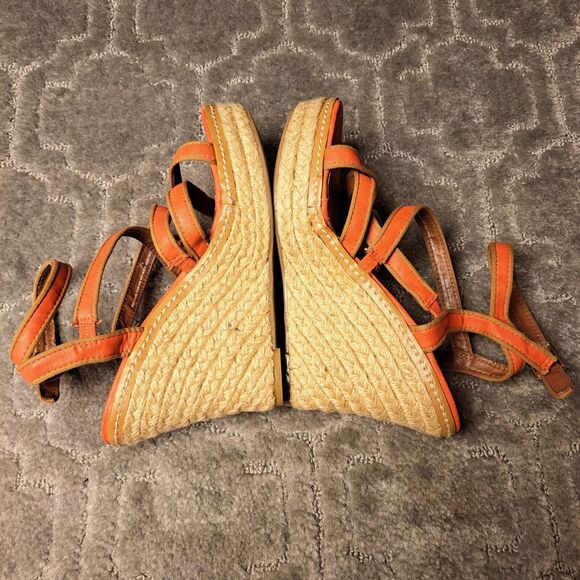 MOSSIMO CORAL ORANGE ESPADRILLE SANDALS WOMENS SIZE 7.5 WEDGE 4.5 INCH HEEL - Picture 3 of 13